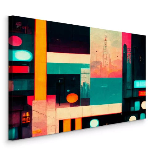 Bild Eine moderne Komposition mit Stadtmotiv und Neonlichtern