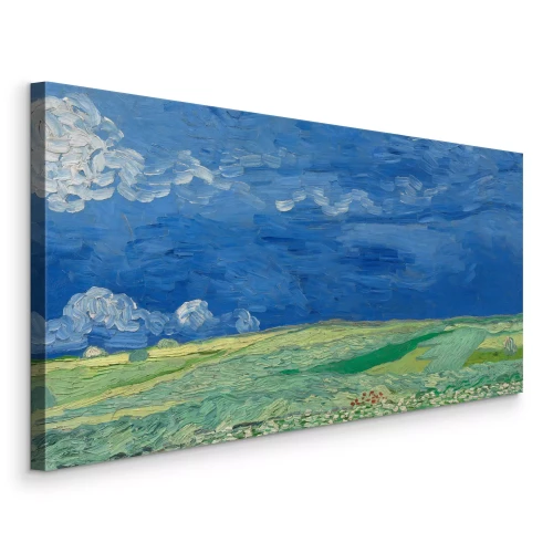 Bild Weizenfelder unter dunklem Himmel vor einem Sturm