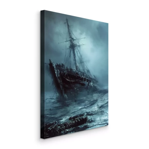 Bild Verlassenes Schiffswrack auf schäumendem Meer