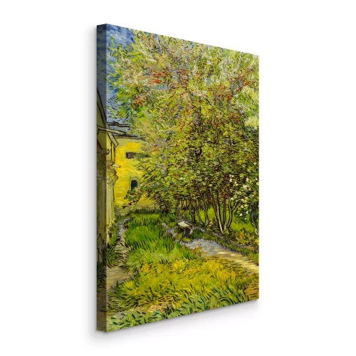 Bild Ein malerischer Garten voller Grün und blühender Bäume