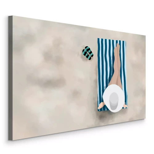 Bild Illustrierte Frau auf einem Handtuch am Strand