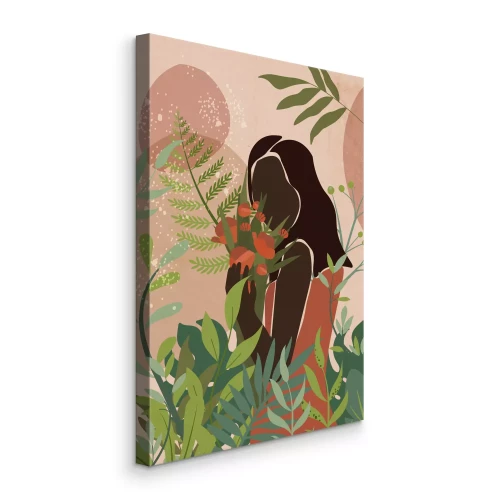 Bild Illustriertes Porträt einer Frau mit Grünzeug