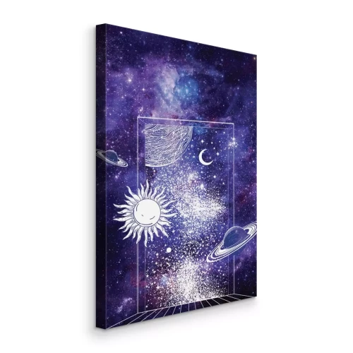 Bild Handgezeichnetes Sonnensystem mit einer Galaxie im Hintergrund