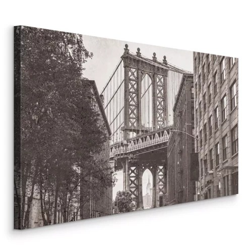 Bild Graue Steinstraßen mit einer Brücke im Hintergrund