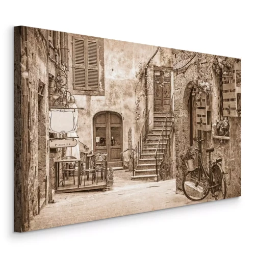 Bild Eine charmante Kopfsteinpflasterstraße in einer ruhigen Stadt