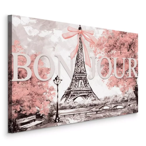 Bild Der romantische Eiffelturm, umgeben von blühenden Bäumen