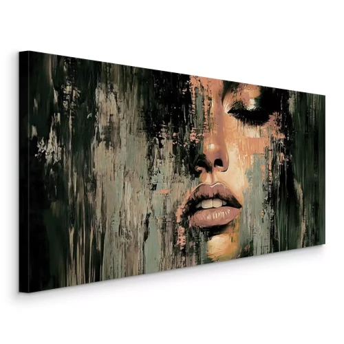 Bild Künstlerisches Wandgemälde eines Frauenporträts in Aquarell