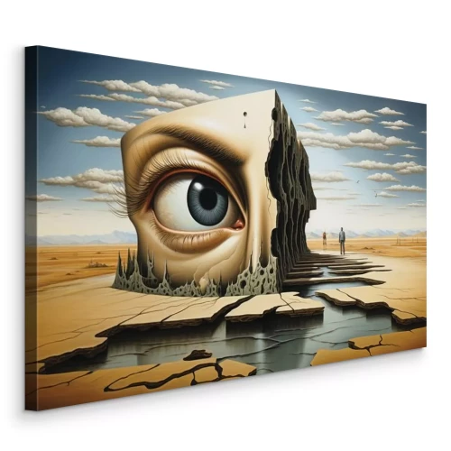 Bild Ein monumentaler Block mit einem Auge in der Landschaft