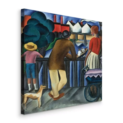 Bild Familie auf einer Brücke über einen Fluss