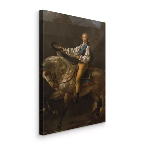 Bild Ein Reiter mit Hut vor einer Mauerkulisse