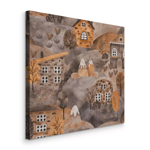 Bild Ein ruhiges Herbstdorf inmitten bezaubernder Hügel