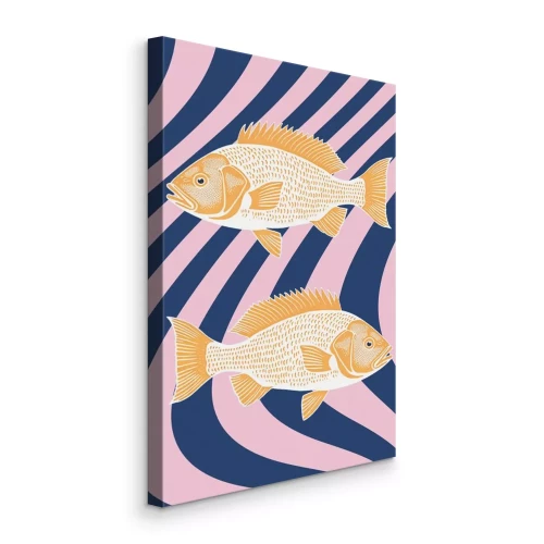 Bild Abstrakter Fisch mit gestreiftem Hintergrund