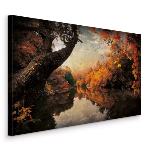 Bild Herbstwald an einem ruhigen Fluss