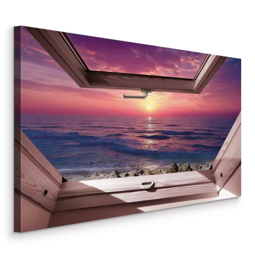 Bild Blick auf das Meer und den rosafarbenen Himmel