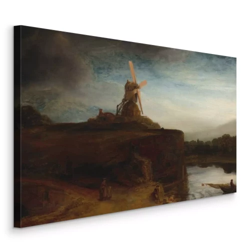 Bild Rustikale Holzmühle auf einem Hügel