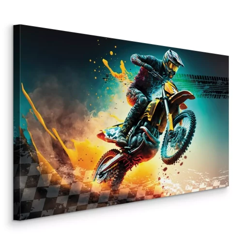 Bild Dynamisches Porträt eines Mannes auf einem Motorrad