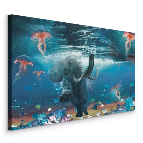 Bild Ein Elefant in einem tropischen Ozean inmitten farbenprächtiger Riffe