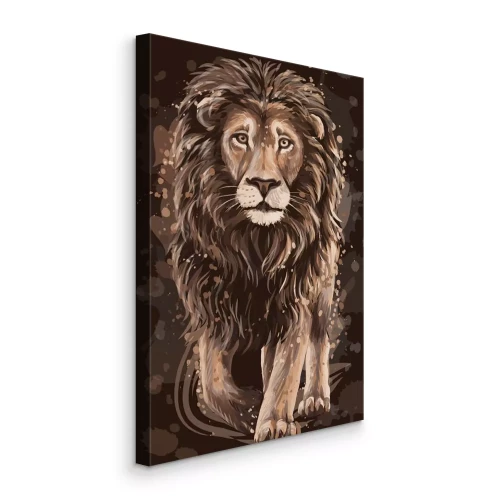 Bild Ein zartes Aquarellporträt eines Löwen in Brauntönen.