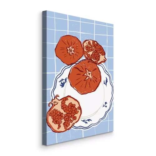 Bild Dekorativer Teller mit reifen Granatäpfeln