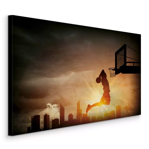 Bild Basketballaufnahme vor der Kulisse der Stadt