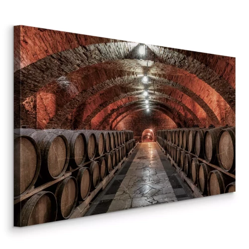 Bild Steintunnel mit Fässern im Weingut