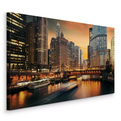 Bild Brücke und Wolkenkratzer über den Fluss