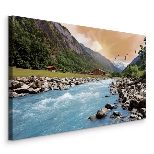 Bild Gebirgsfluss bei Sonnenuntergang