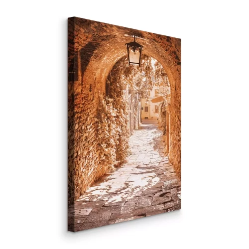 Bild Eine Steinallee mit üppigen Kletterpflanzen