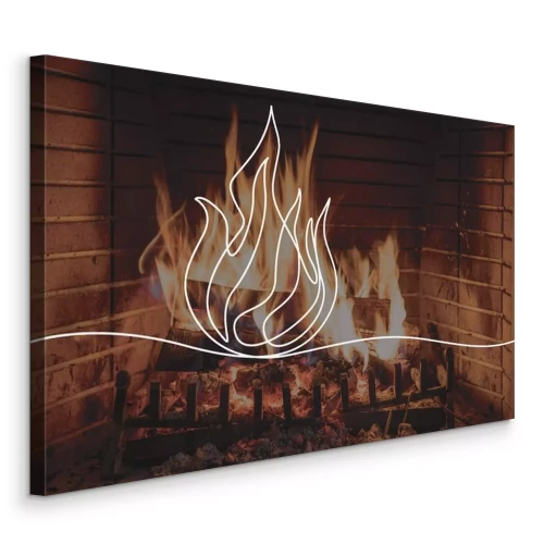 Bild Eine minimalistische Zeichnung von Feuer im Kamin