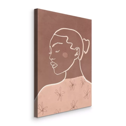 Bild Eine dezente Skizze einer Frau mit einem Blumenmotiv