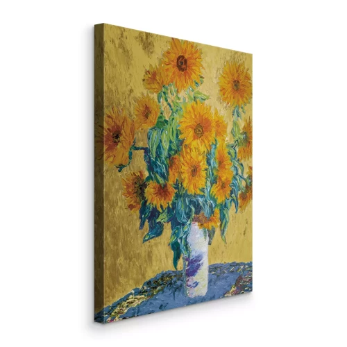 Bild Gelbe Sonnenblumen in einem rustikalen Tontopf