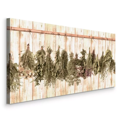 Bild Eine Komposition aus getrockneten Kräutern auf rustikalem Holz