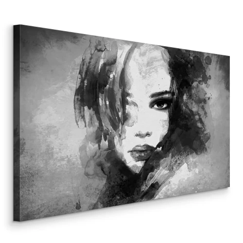 Bild Elegantes Schwarz-Weiß-Aquarellporträt einer Frau