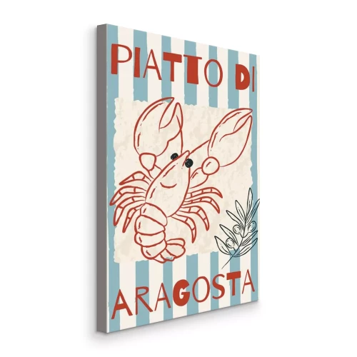 Bild Illustration eines Hummers mit einem Olivenzweig auf gestreiftem Hintergrund