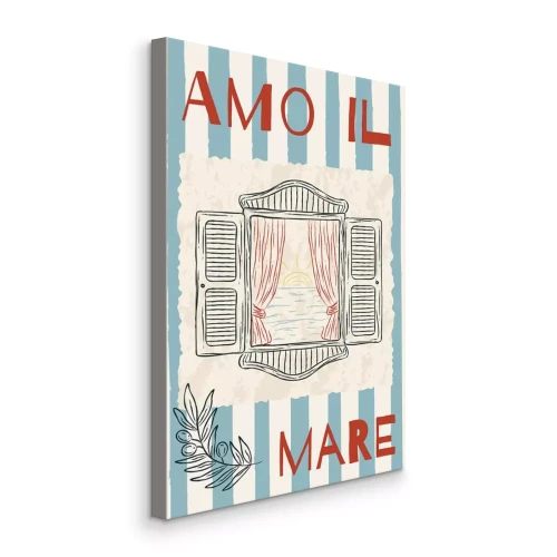 Bild Skizze eines offenen Fensters mit Blick auf ruhige Wellen