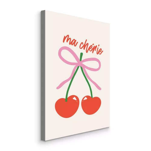 Bild Dekorative Kirschen mit einem eleganten rosa Band