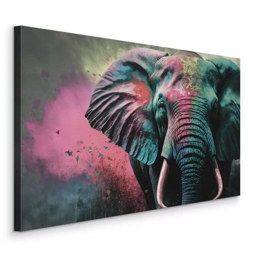 Bild Farbenfrohes Aquarellporträt eines Elefanten