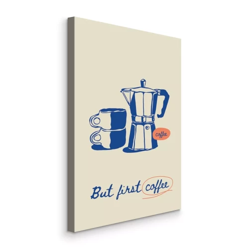 Bild Eine Porzellantasse mit aromatischem Kaffee und eine Kaffeekanne