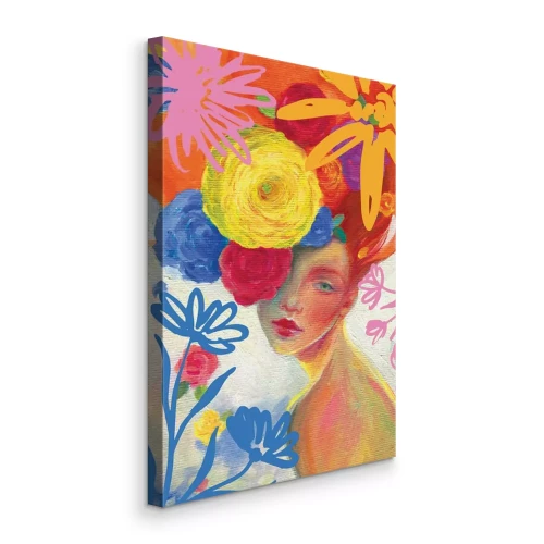 Bild Ein subtiles Porträt einer Frau mit bunten Blumen