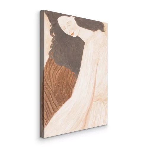 Bild Ein zartes Porträt einer Frau mit schwarzen Locken