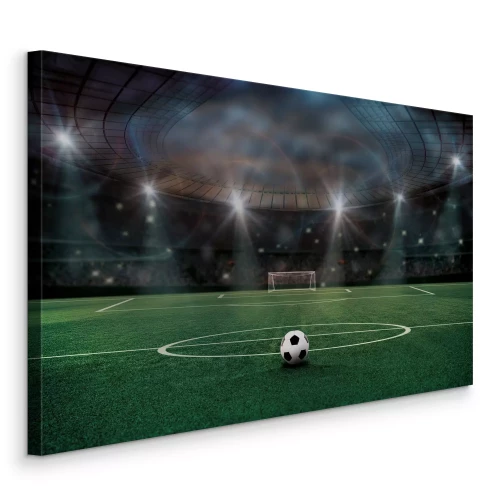 Bild Der Ball befindet sich auf der Mittellinie des Stadions.