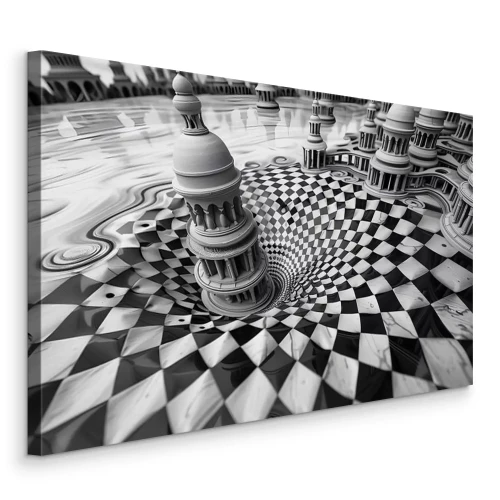 Bild Architektur, die in den Schwarz-Weiß-Abgrund stürzt.