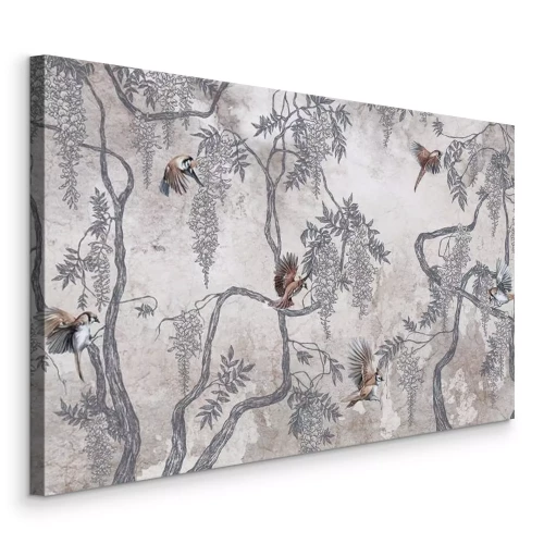 Bild Natürliche Bäume mit grüner Vegetation und Vögeln