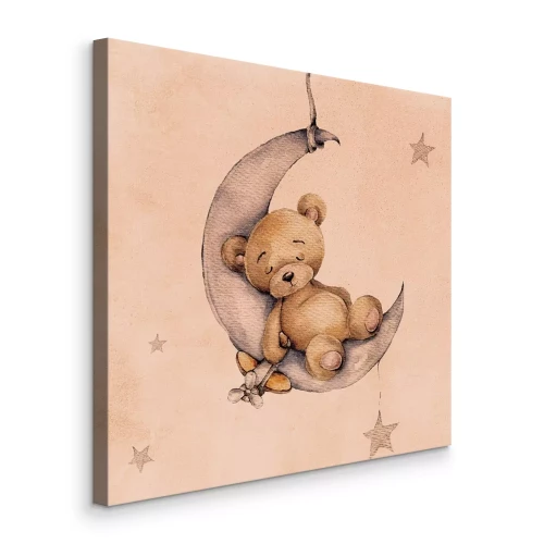 Bild Ein Teddybär schläft auf dem Mond, umgeben von Sternen