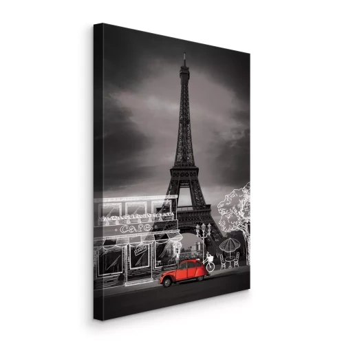 Bild Eiffelturm mit einem roten Auto