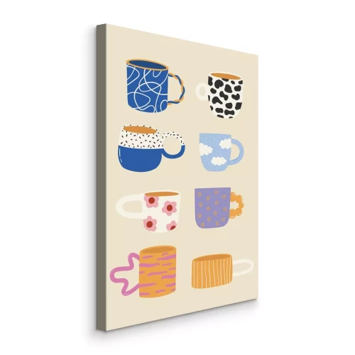 Bild Wunderschön verzierte, farbenfrohe Keramikbecher