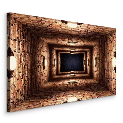 Bild Langer Backsteinkorridor mit Lampen