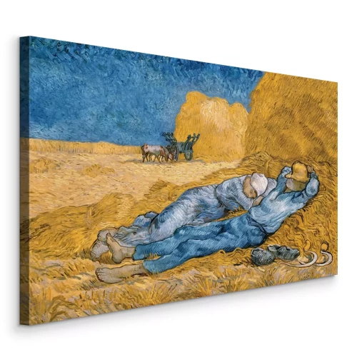 Bild Eine Feldlandschaft mit Bauern unter blauem Himmel