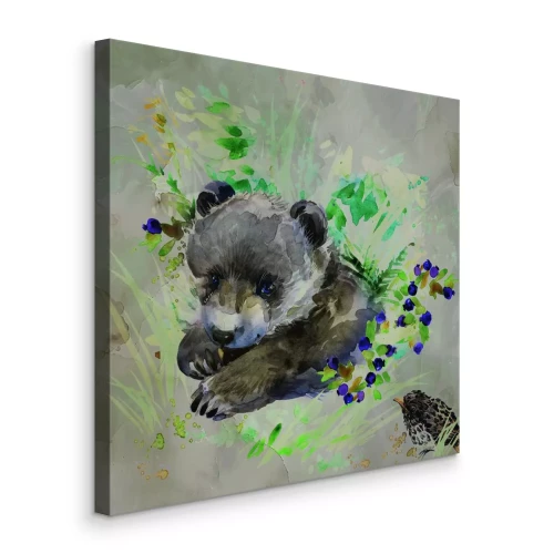 Bild Bären mit einem Vogel in zarter Aquarellmalerei