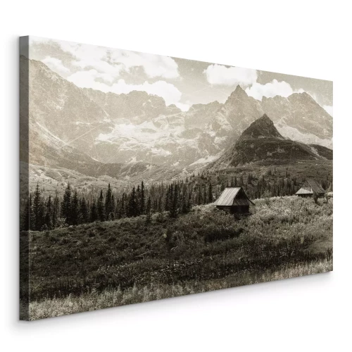 Bild Üppiges Berggrün umgibt felsige Gipfel